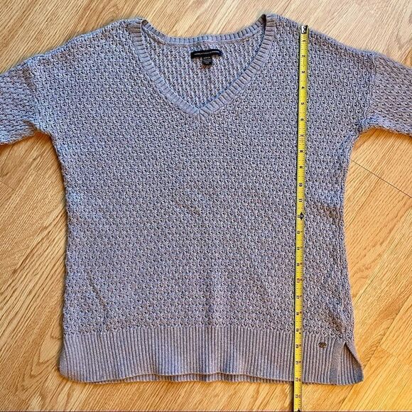 American Eagle Light Blue/Grey Knitted V-Neck Sweater - Picture 9 of 12